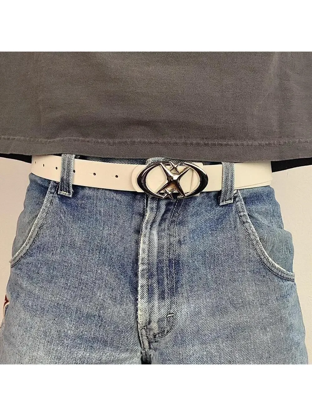 Cyber Vintage 2000s y2k style Punk futuristic Moon Star Buckle Belt. 41.5